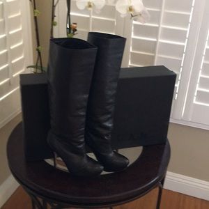 L.A.M.B. Black Leather Slouch Boots